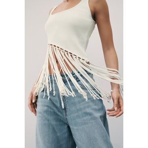 ZARA RIBBED TOP WITH BEADS